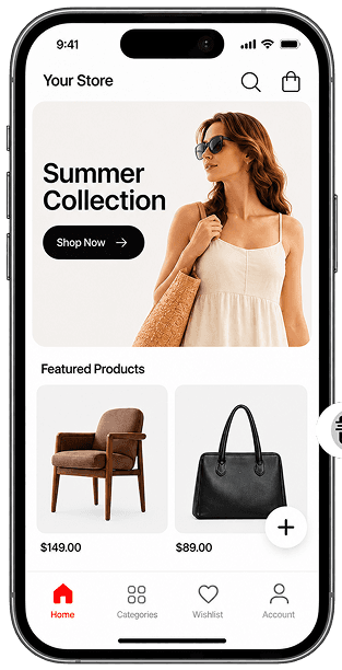 7Shops storefront app showing the Summer Collection